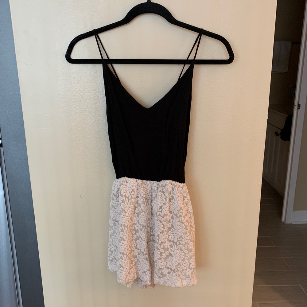 Black and white lace romper